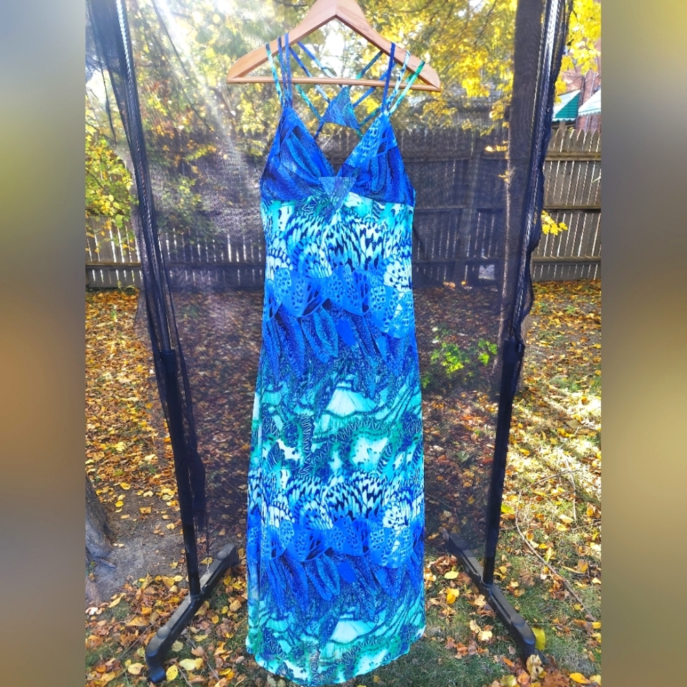 Akira Black Label Multi-colored Animal, Floral Print Long Maxi Dress